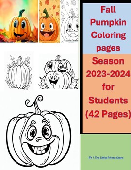 Preview of Fall Pumpkin Coloring Pages Season (42 Pages) For Students