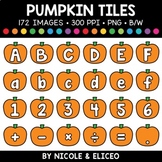 Fall Pumpkin Letter and Number Tiles Clipart + FREE Blackl