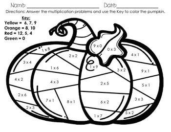 fall pumpkin multiplication coloring sheet by melissa gentry tpt
