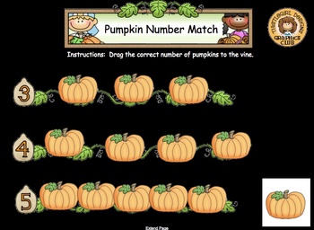 Preview of Pumpkin Number Match For Smartboard - FREEBIE