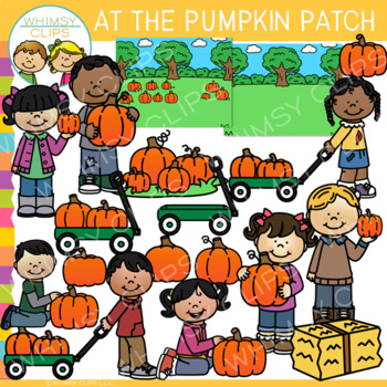 Preview of Fall Kids Pumpkin Patch Clip Art