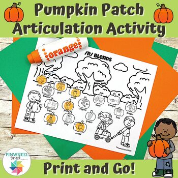 Preview of Fall Pumpkin Patch Printable Articulation Activity Speech Therapy Pumpkins