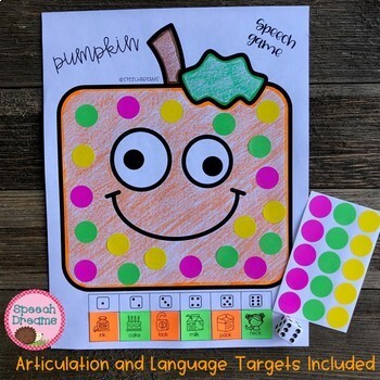 Preview of Fall Pumpkin Speech Therapy Dot Art: Emotions Object Function Articulation