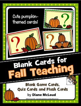 Preview of Pumpkin Themed (Fall) Blank Quiz, Game and Flash Cards—Quick to Print and Use!