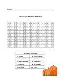 Fall Pumpkin Themed Word Search