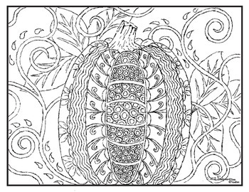 Preview of Fall Pumpkin Visual Arts Coloring Page