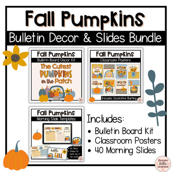 Preview of Fall Pumpkins Bulletin Board Decor and Morning Slides Bundle