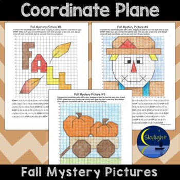 Preview of Fall Coordinate Plane Graphing Pictures in Quadrant I Mystery Picture Fun