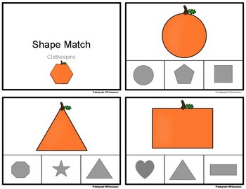 Preview of Fall- Pumpkins- Shape Matching Clip Cards