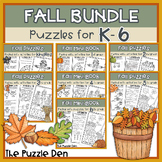 Fall Puzzles BUNDLE for Grades K-6