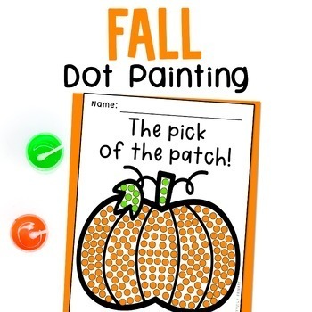 Preview of Fall Q-Tip Painting Dot Art Craft, Fine Motor Journal, Pumpkin Apple Leaf Autumn