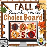 Fall Quick Write Choice Board:  Digital writing prompts wi