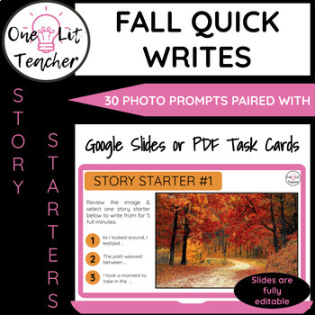 Preview of Fall Quick Write Prompts for ELA Bell Ringers and Task Cards