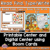 Fall Read, Find, Write/Type Center - Printable and Digital