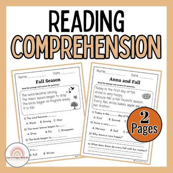 Preview of Fall Reading Comprehension Passages And Questions For 1st Grade | Short Stories