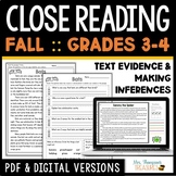 Fall Reading Comprehension Passages - Fluency, Text Evidence, Inferencing