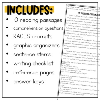 Fall Reading Comprehension Passages & Questions RACES Strategy Writing ...