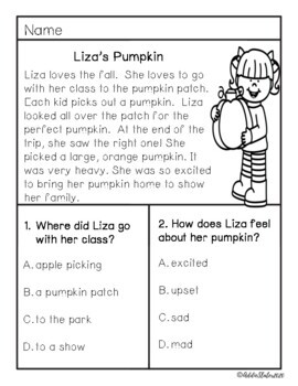 Fall Reading Comprehension Passages with Fall Writing About Reading