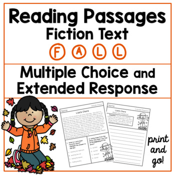 Preview of Fall Reading Comprehension Passages with Questions Third Grade Reading