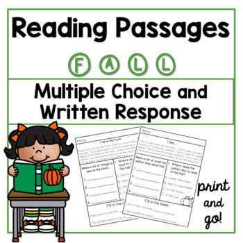 Preview of Fall Reading Comprehension Passages with Questions for 1st and 2nd Grade Reading