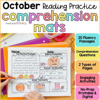 Preview of Fall Reading Comprehension Questions, Fluency Passages & Activities for October