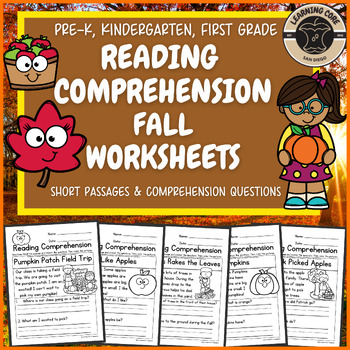 Preview of Fall Reading Comprehension Worksheets PreK Kindergarten First TK UTK