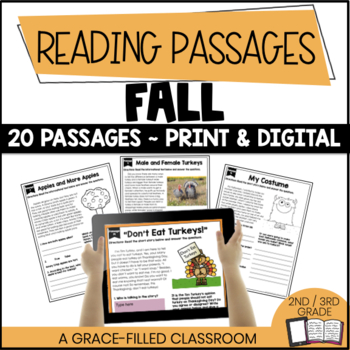 Preview of Fall Reading Comprehension Passages 2nd Grade