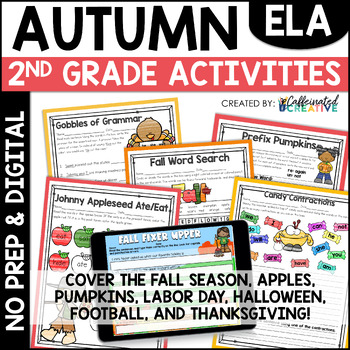 Preview of Fall & Autumn ELA Activities & Worksheets No Prep & Digital Bundle