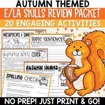 Preview of Fall Reading and Language Arts Worksheets & Activities / Thanksgiving Packet