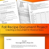 Fall Recipe Document Project for Word or Docs