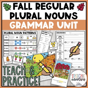 Preview of Fall Regular Plural Nouns Contextualized Grammar Unit for Speech Therapy