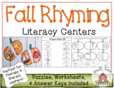 Fall Rhyming Literacy Center Activities- Speech & Language