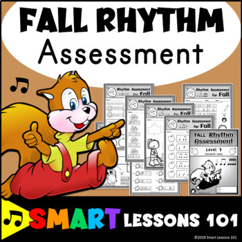 Preview of Fall Rhythm Assessment 1: Rhythm Worksheets Elementary Music Assessment Primary