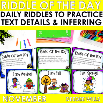 Preview of Fall Riddle of the Day | Thanksgiving, Nocturnal Animals, Four Seasons & More