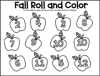 Fall Roll, Add, and Color Freebie by Mrs Frog | TPT