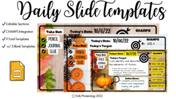 Preview of Fall Rustic Daily Google Slide Templates 