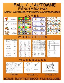 Preview of Fall SPANISH Mega Pack (games, worksheets, workbooks and SmartNotebook)