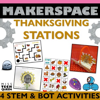 Preview of Fall STEM Activities Makerspace Thanksgiving BUNDLE Coding Ozobot Bee Bot Ziplin