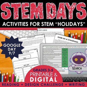 Preview of Fall STEM Activities | Reading Comprehension & Design Challenge | Google Day