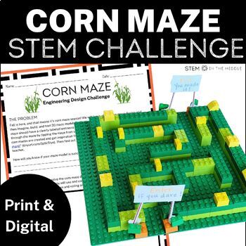 Preview of Fall STEM Challenge for Middle School and Corn Maze Halloween STEM Activity