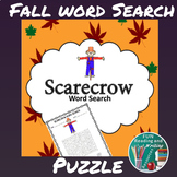 Fall Scarecrow Autumn Word Search Printable and Easel Digi
