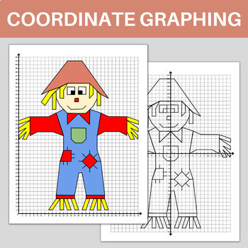 Preview of Fall Scarecrow Coordinate Graphing Mystery Picture Autumn Math Activity