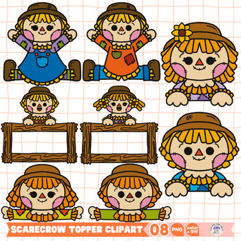 Preview of Fall Scarecrow Toppers Clipart