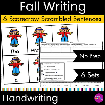 Preview of Occupational Therapy Fall Scarecrow Scrambled Build Sentence Writing Activities