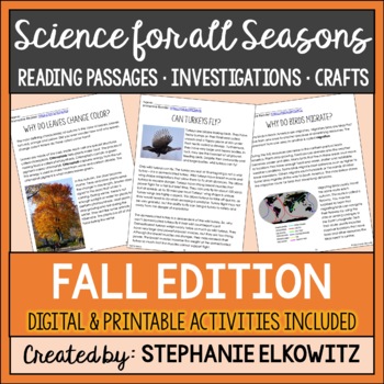 Preview of Fall Science Reading Passages and Activities | Printable & Digital
