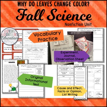 Preview of Fall Activities Why do Leaves Change Colors, Experiments, Interactive Notebook