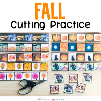 Preview of Fall Cutting Practice Scissor Skills, Autumn Montessori Snipping Strips