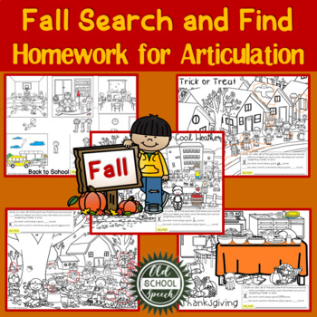 Preview of Fall Search and Find Homework for Articulation
