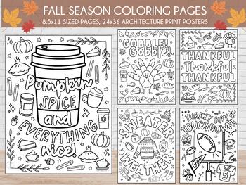 Fall Season Coloring Pages | Thanksgiving Coloring Activity ...