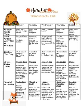 Preview of Fall Season Lesson Plan Infant/Toddler